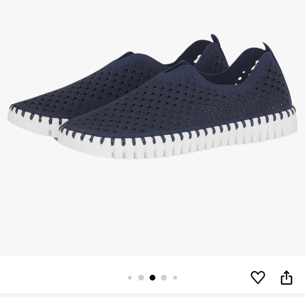 ILSE JACOBSEN navy tulip perforated slip on women’s sneaker with 1” heel
